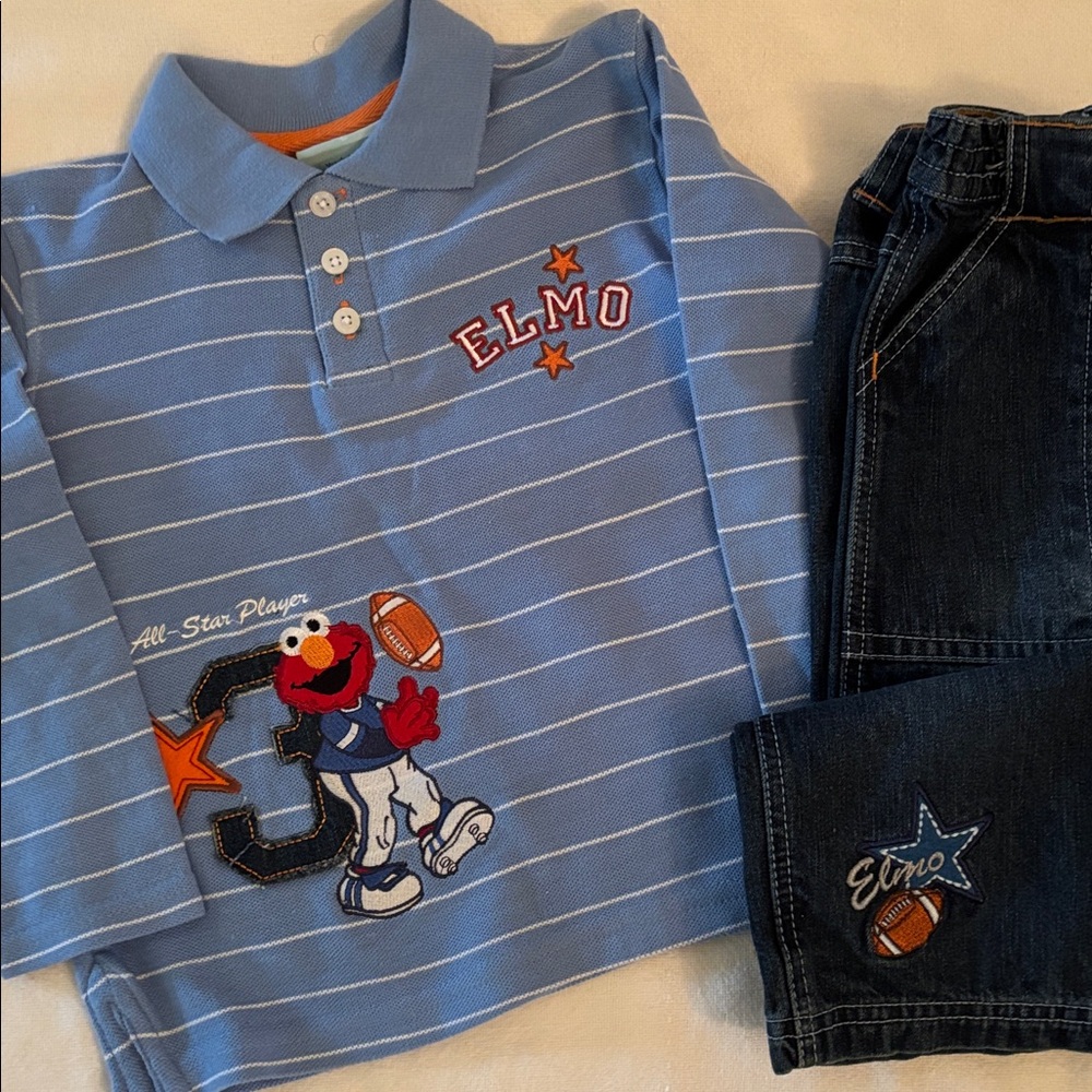 Shirt & jeans outfit Elmo toddler boys new size 4T Sesame Street by Nannette